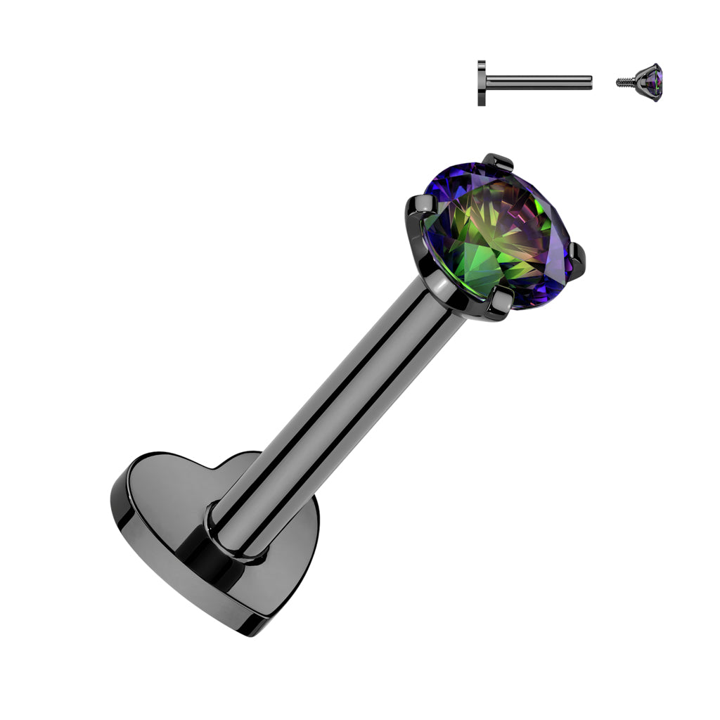 Implant Grade Titanium Internally Threaded Heart Base Labret With Prong